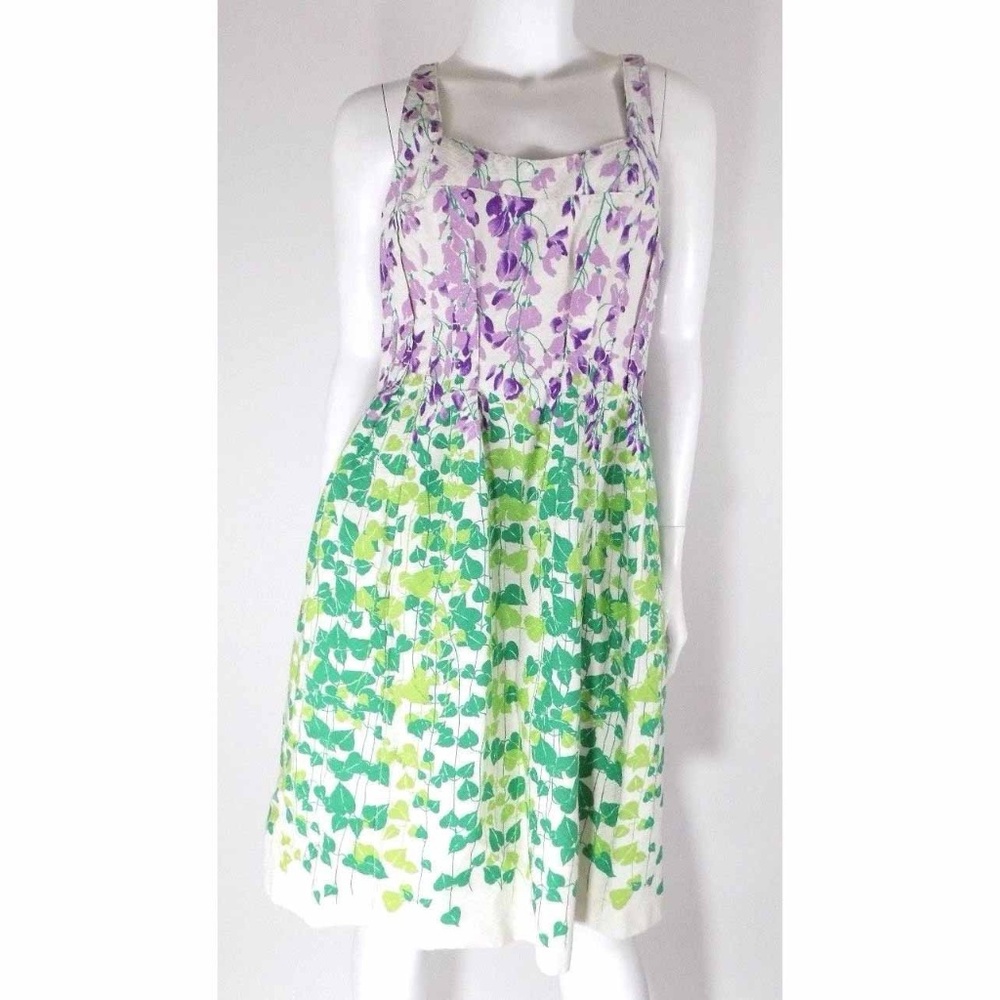 Anthropologie Purple and Green Floral Dress - Picture 2 of 8